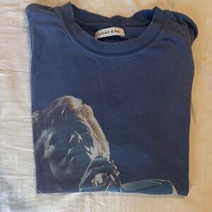 Anine Bing Blue Graphic Tee with Singer Print